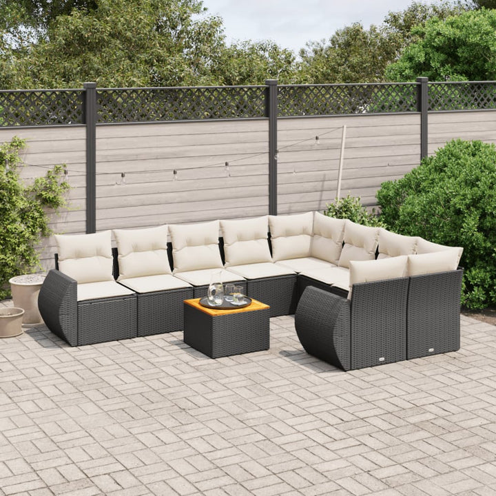 Set Mobilier De Grădină Cu Perne, 10 Piese, , Poliratan