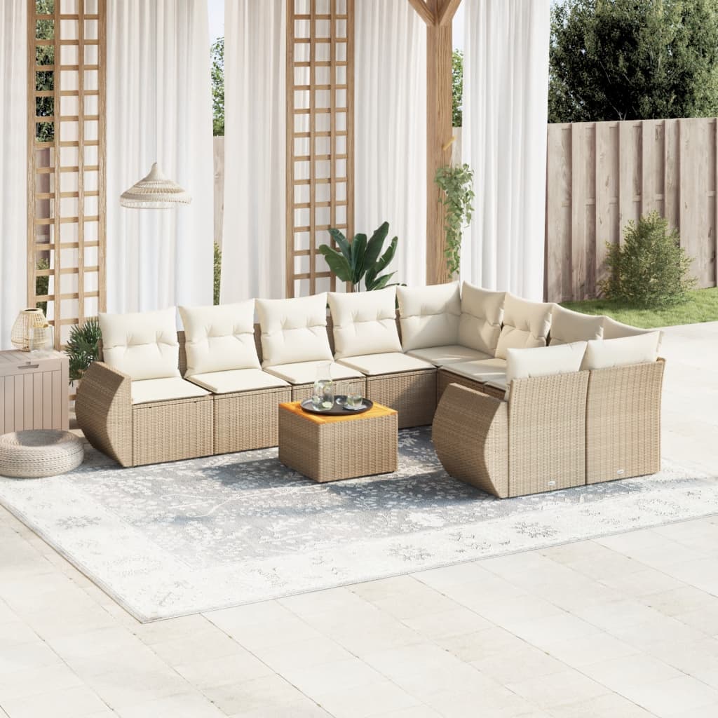 Set Mobilier De Grădină Cu Perne, 10 Piese, , Poliratan