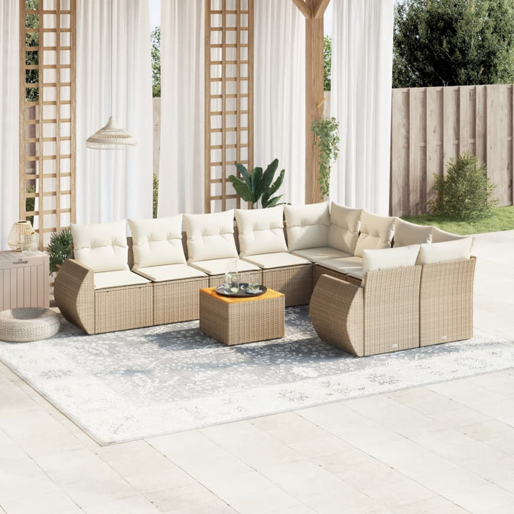 Set Mobilier De Grădină Cu Perne, 10 Piese, , Poliratan