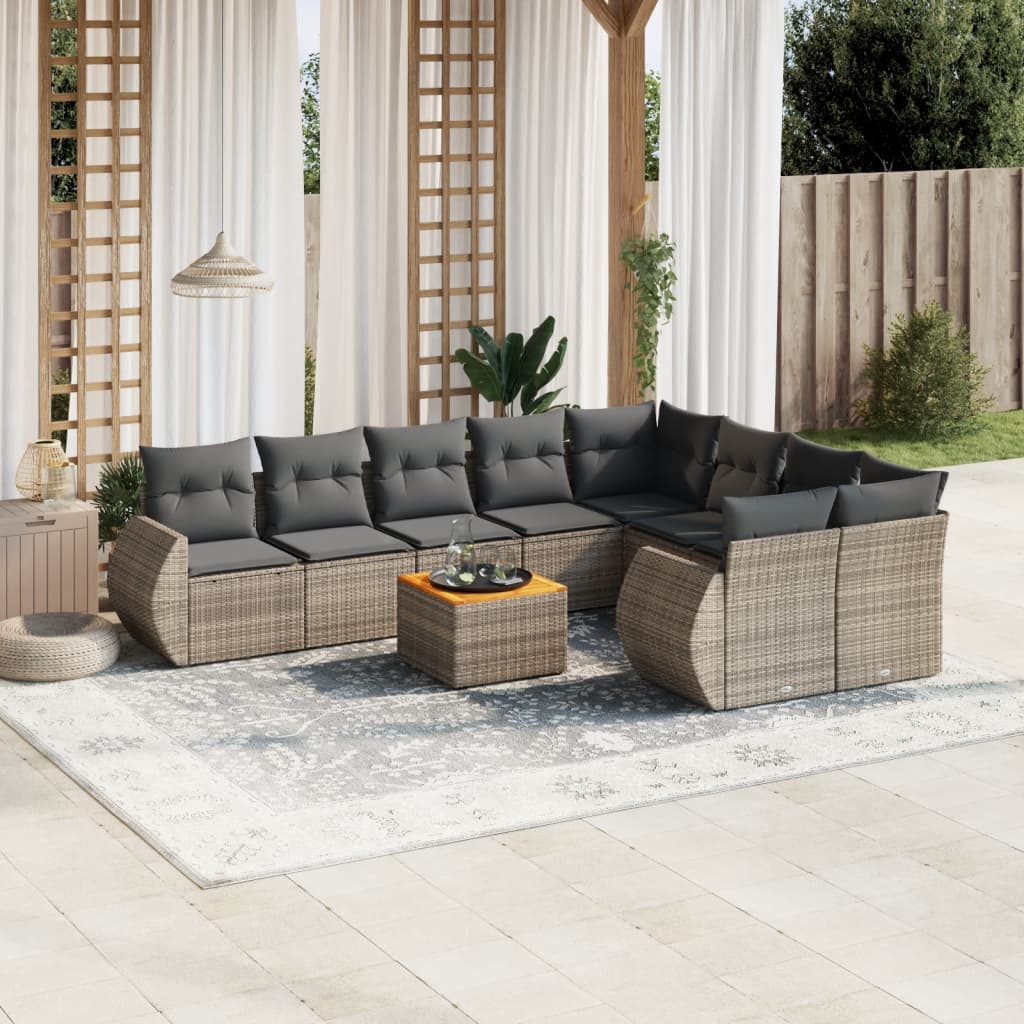 Set Mobilier De Grădină Cu Perne, 10 Piese, , Poliratan