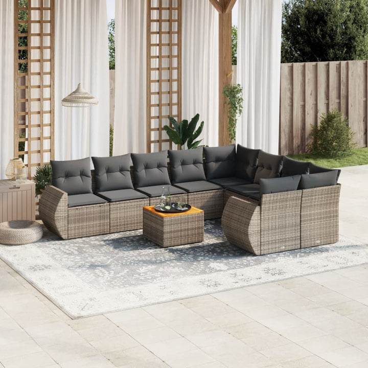 Set Mobilier De Grădină Cu Perne, 10 Piese, , Poliratan
