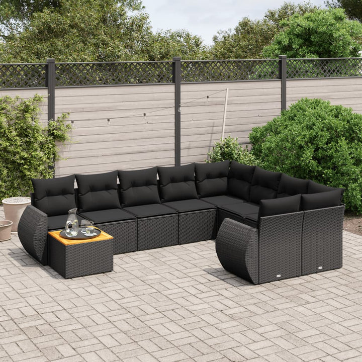 Set Mobilier De Grădină Cu Perne, 10 Piese, , Poliratan