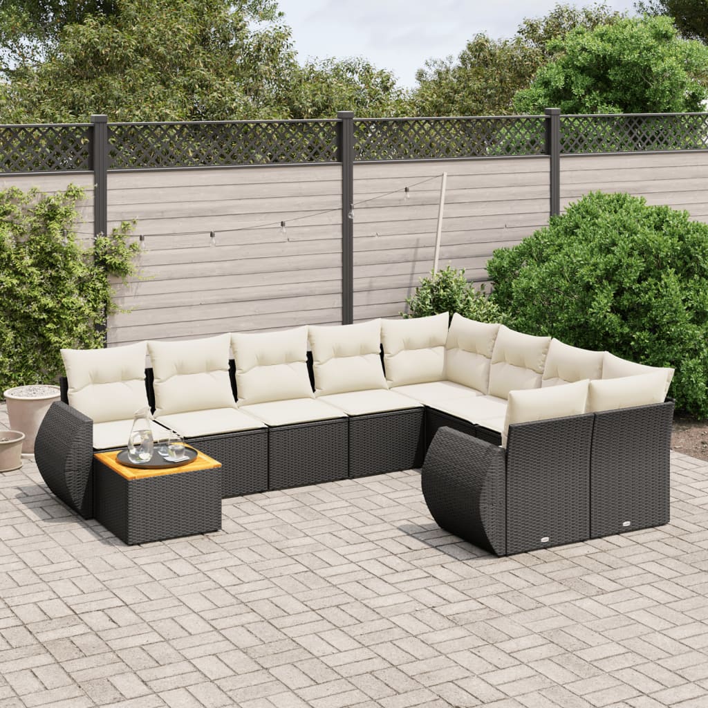 Set Mobilier De Grădină Cu Perne, 10 Piese, , Poliratan
