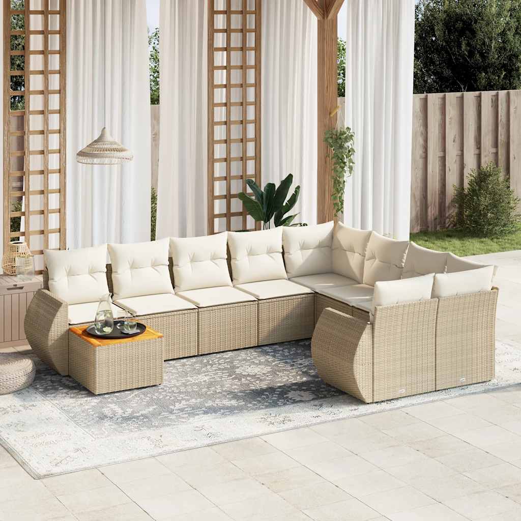 Set Mobilier De Grădină Cu Perne, 10 Piese, , Poliratan