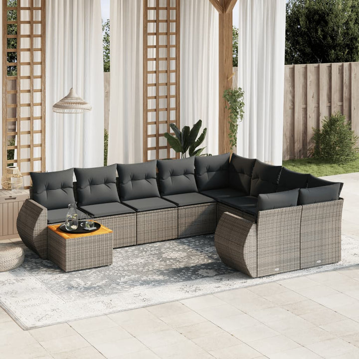 Set Mobilier De Grădină Cu Perne, 10 Piese, , Poliratan