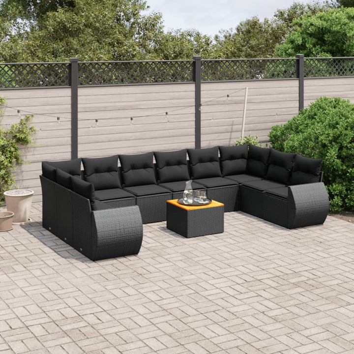Set Canapele De Grădină Cu Perne, 11 Piese, , Poliratan