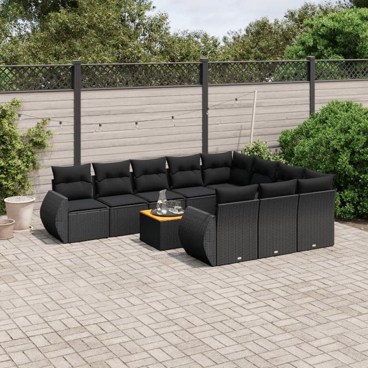 Set Canapele De Grădină Cu Perne, 11 Piese, , Poliratan
