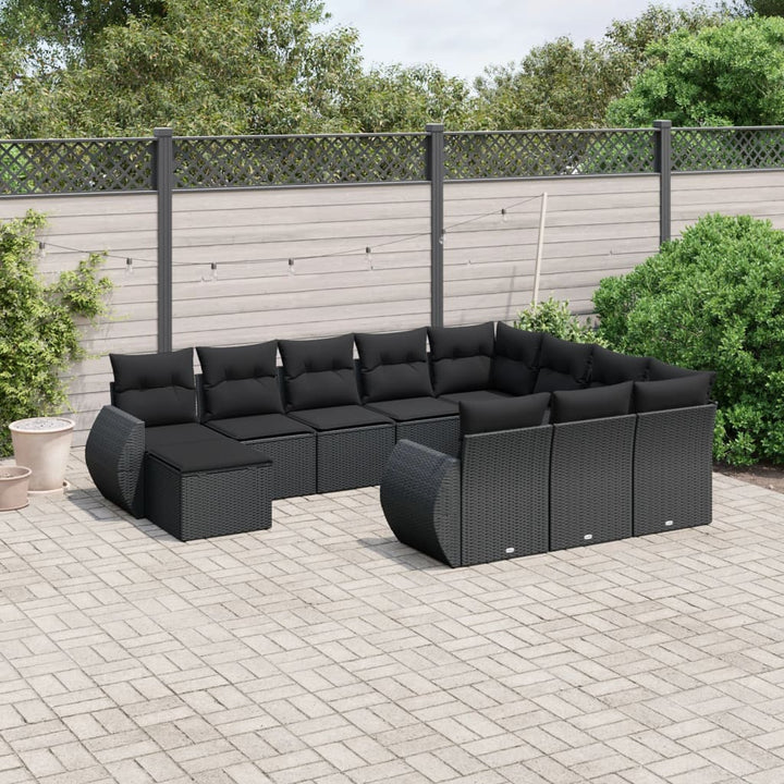 Set Canapele De Grădină Cu Perne, 11 Piese, , Poliratan