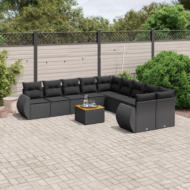Set Canapele De Grădină Cu Perne, 11 Piese, , Poliratan