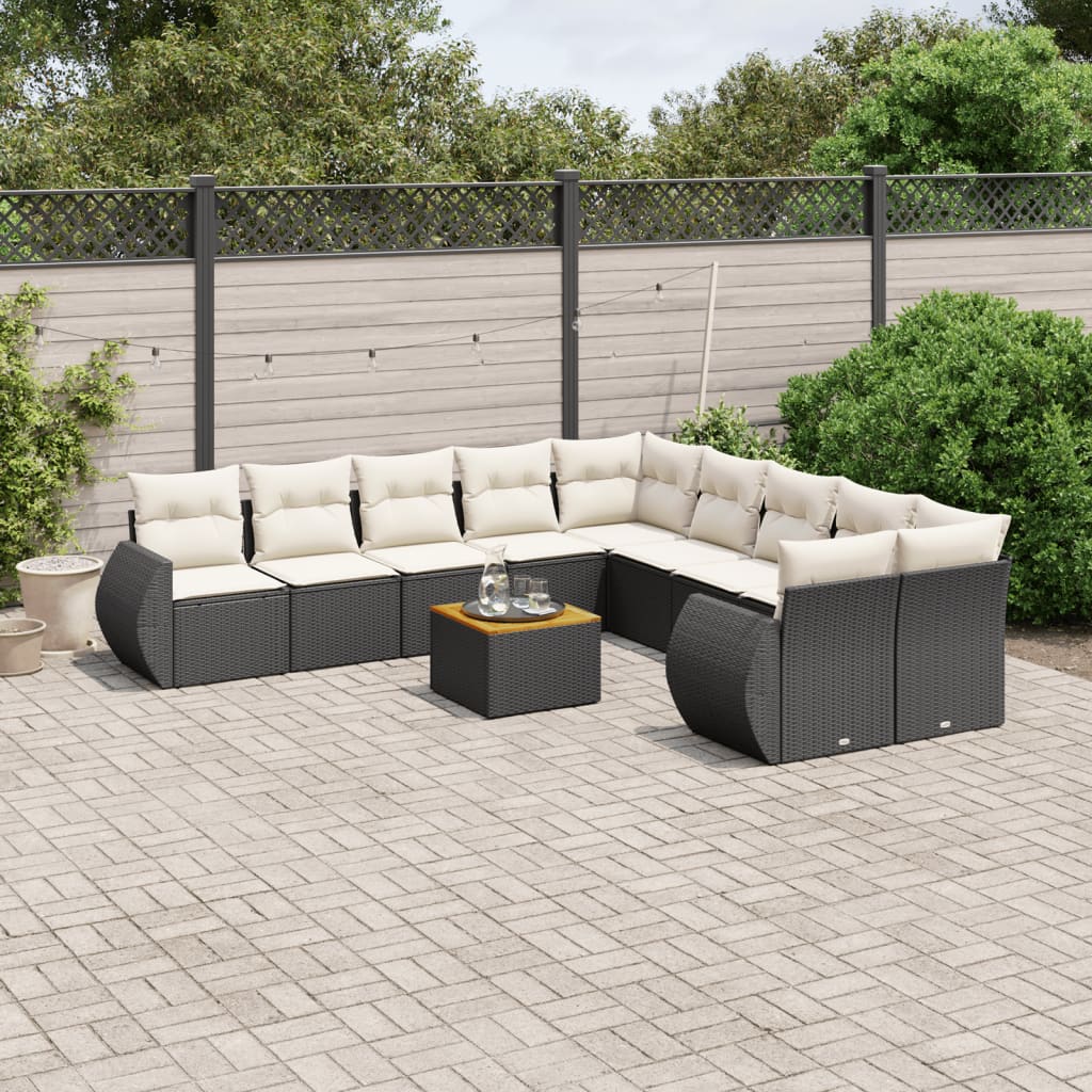 Set Canapele De Grădină Cu Perne, 11 Piese, , Poliratan