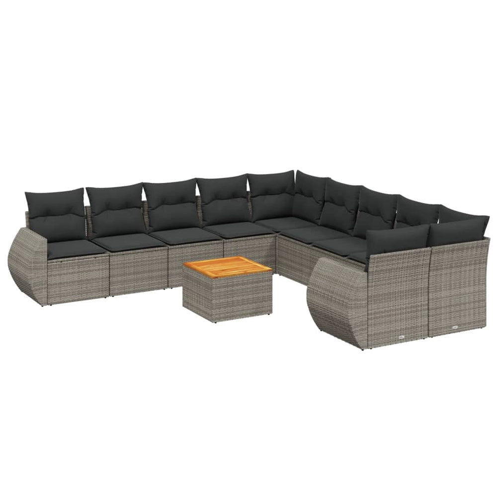 Set Canapele De Grădină Cu Perne, 11 Piese, , Poliratan