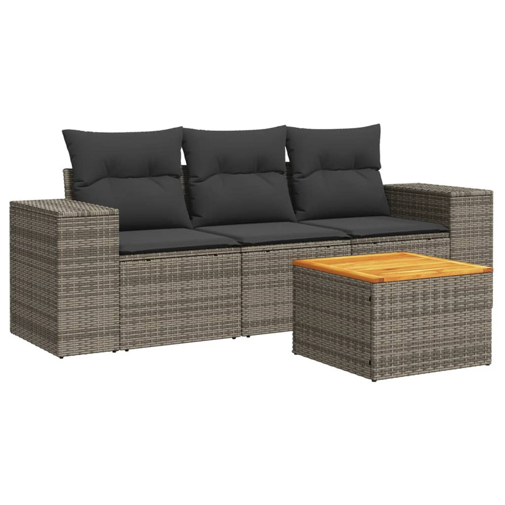 Set Canapea De Grădină Cu Perne, 4 Piese, , Poliratan