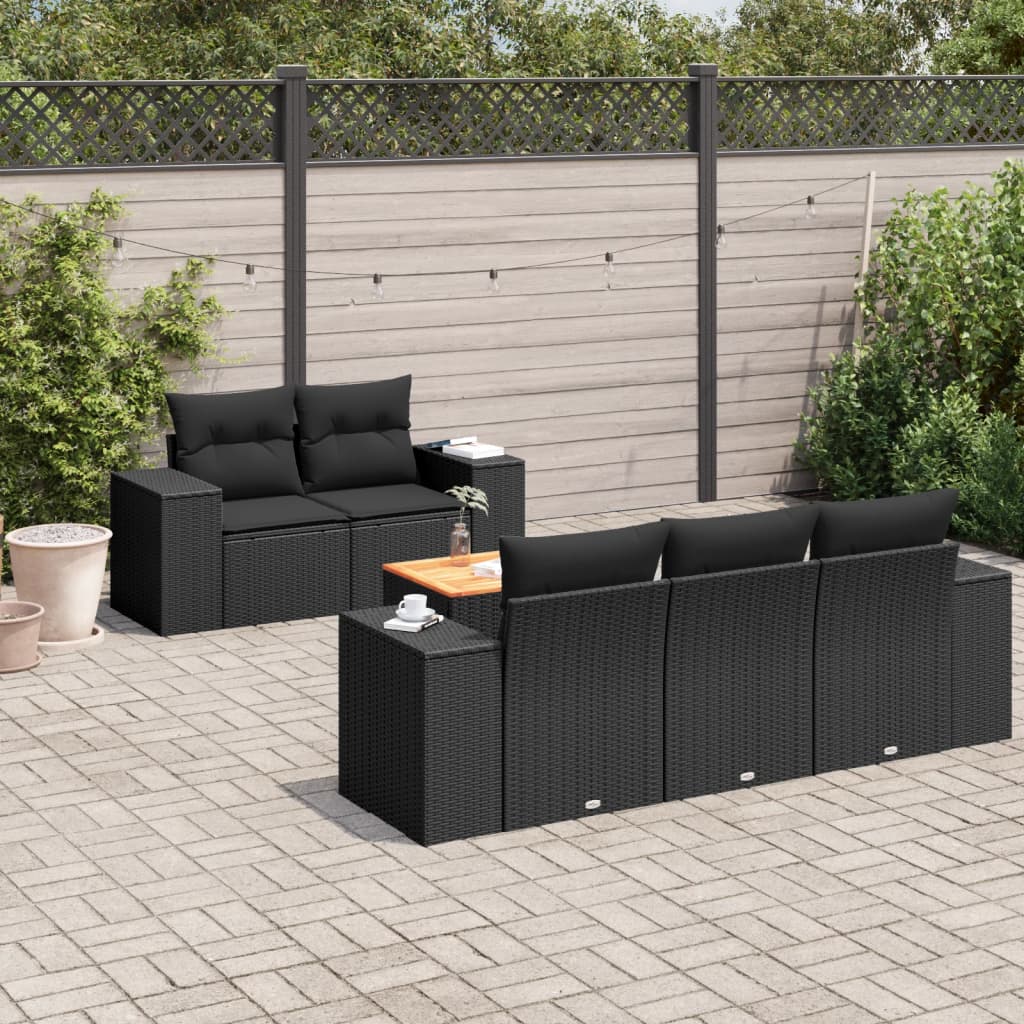 Set Mobilier Grădină Cu Perne, 6 Piese, , Poliratan