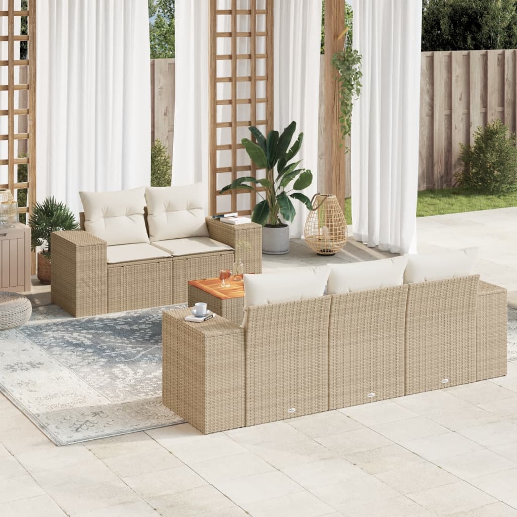 Set Mobilier Grădină Cu Perne, 6 Piese, , Poliratan