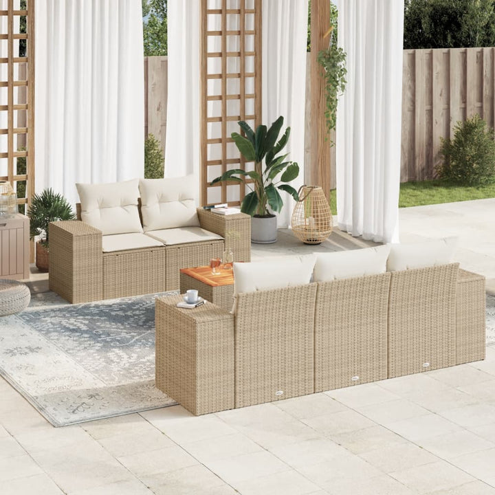 Set Mobilier Grădină Cu Perne, 6 Piese, , Poliratan