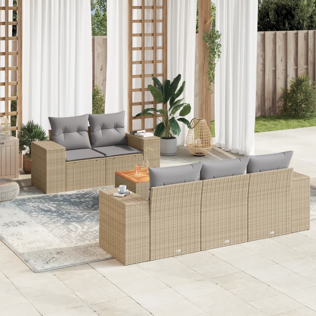 Set Mobilier Grădină Cu Perne, 6 Piese, , Poliratan