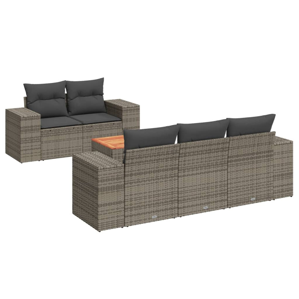 Set Mobilier Grădină Cu Perne, 6 Piese, , Poliratan