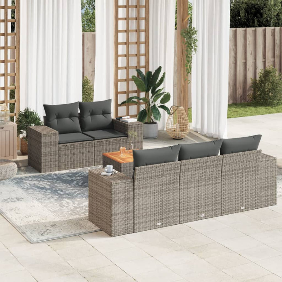 Set Mobilier Grădină Cu Perne, 6 Piese, , Poliratan