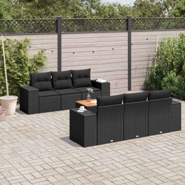 Set Canapele De Grădină, 7 Piese, Cu Perne, , Poliratan