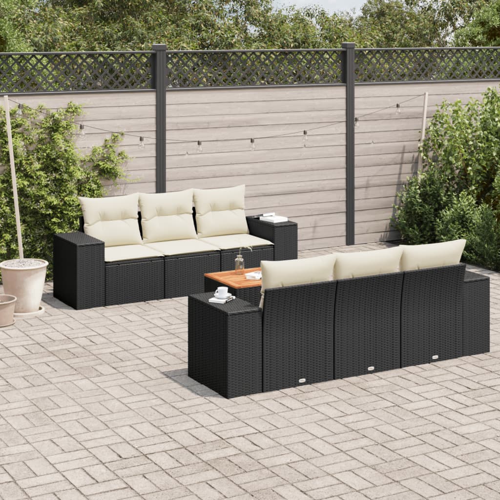 Set Canapele De Grădină, 7 Piese, Cu Perne, , Poliratan