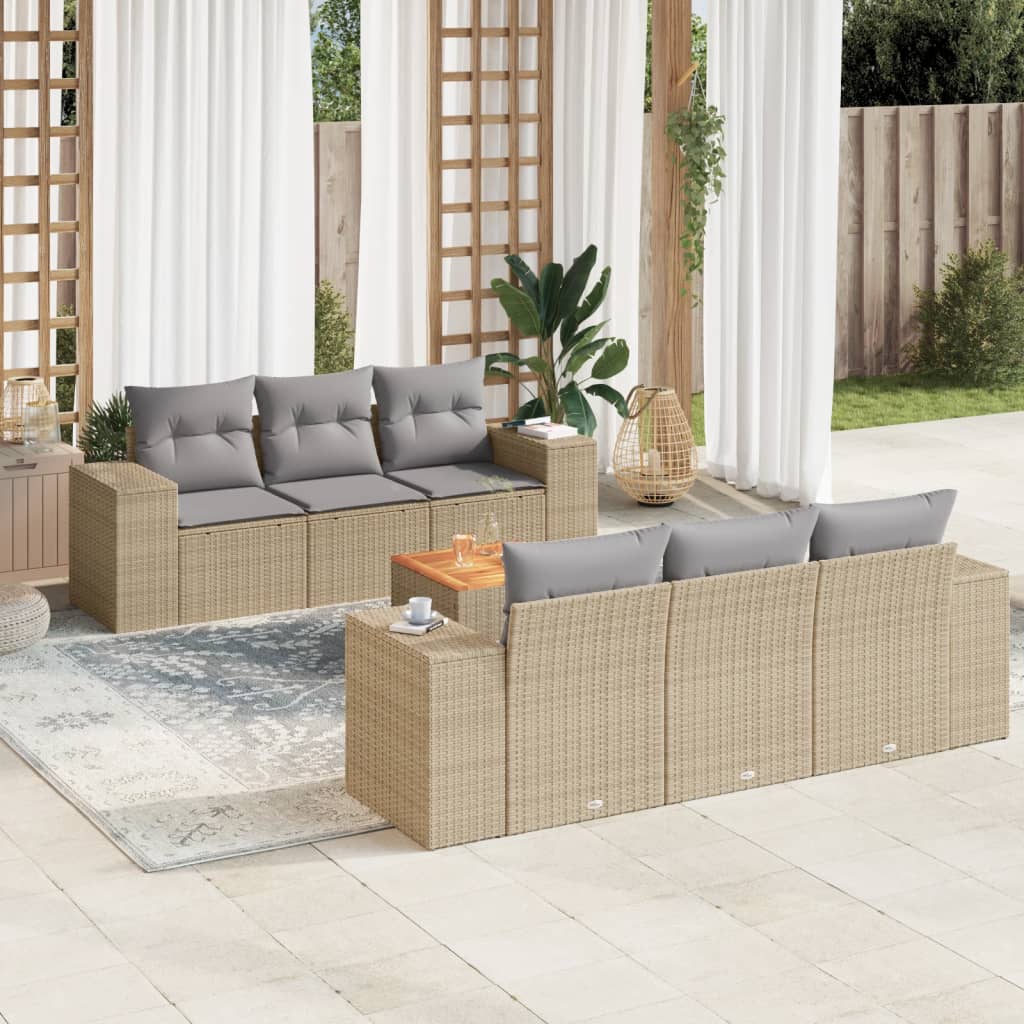 Set Canapele De Grădină, 7 Piese, Cu Perne, , Poliratan
