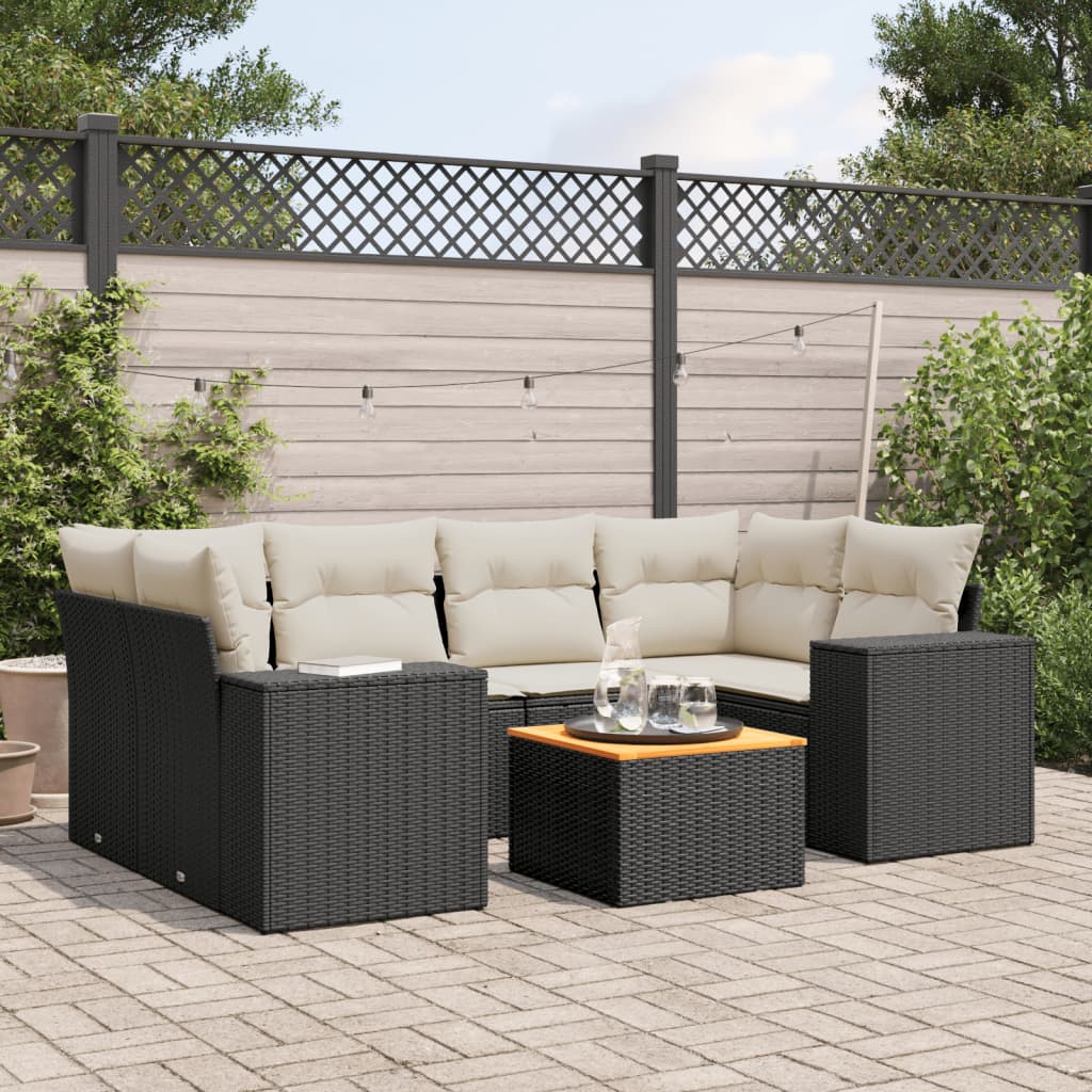 Set Canapele De Grădină, 7 Piese, Cu Perne, , Poliratan
