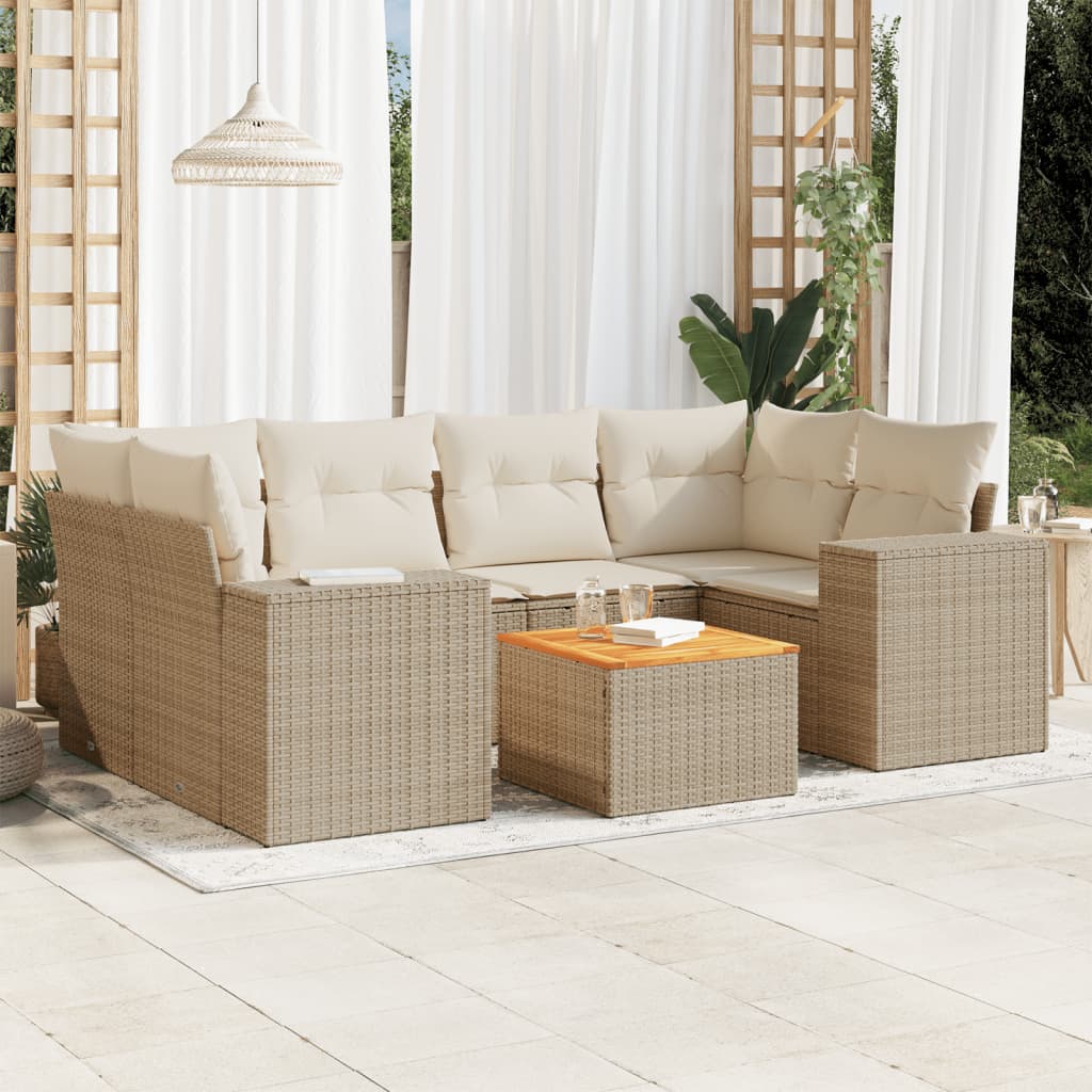 Set Canapele De Grădină, 7 Piese, Cu Perne, , Poliratan