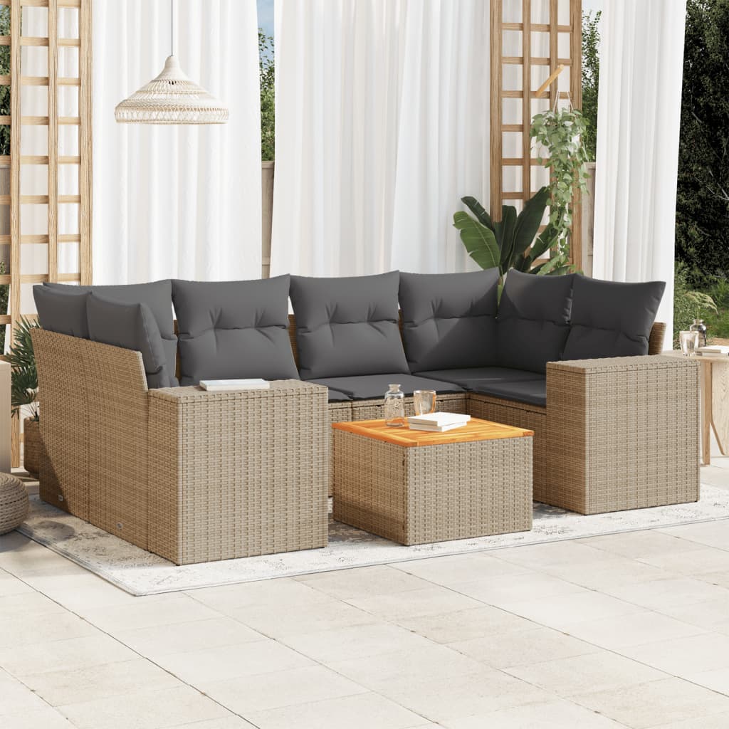 Set Canapele De Grădină, 7 Piese, Cu Perne, , Poliratan