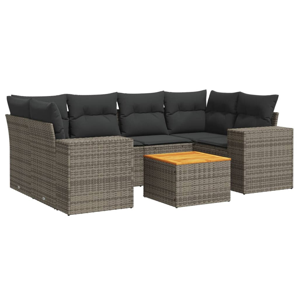 Set Canapele De Grădină, 7 Piese, Cu Perne, , Poliratan
