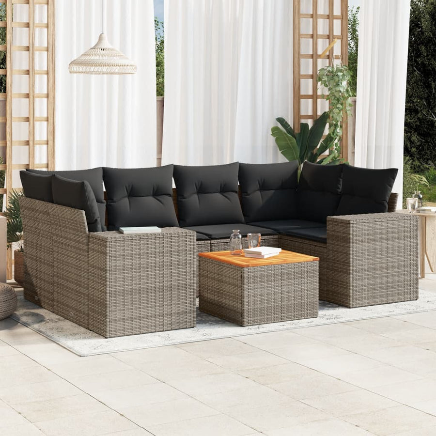 Set Canapele De Grădină, 7 Piese, Cu Perne, , Poliratan