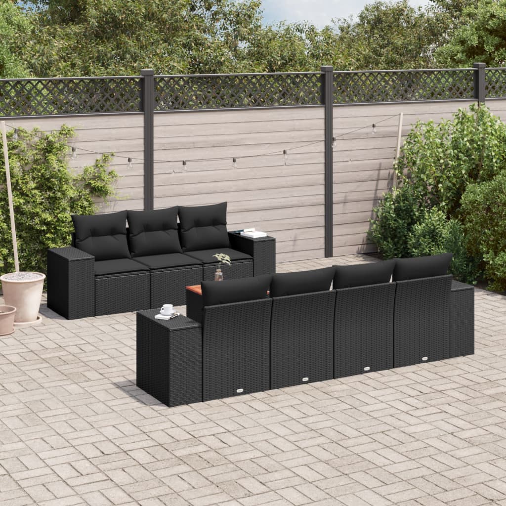 Set Canapele De Grădină Cu Perne, 8 Piese, , Poliratan