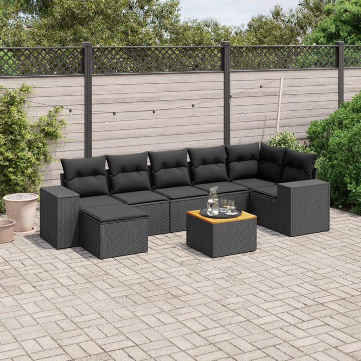 Set Canapele De Grădină, 8 Piese, Cu Perne, Bej, Poliratan