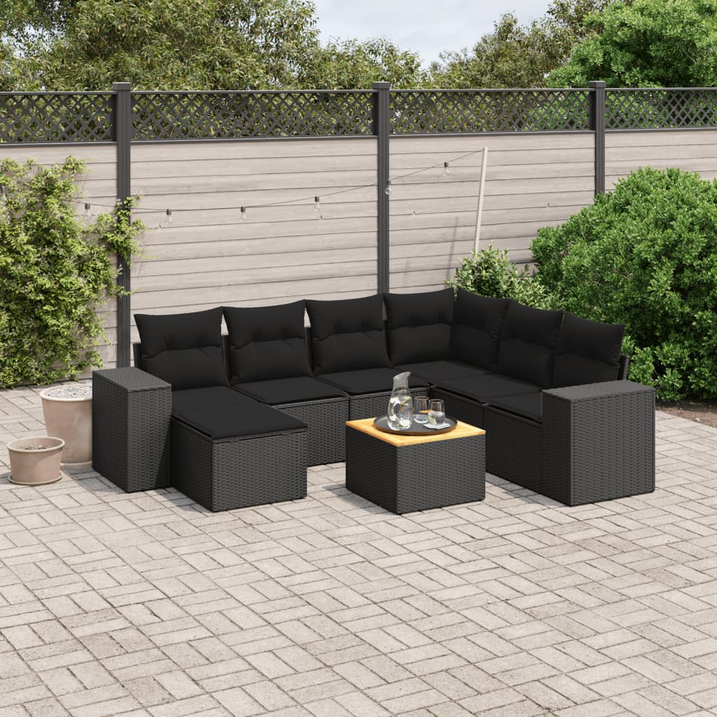 Set Canapele De Grădină, 8 Piese, Cu Perne, Bej, Poliratan