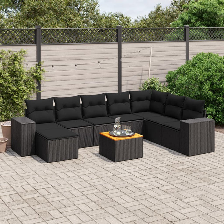 Set Canapele De Grădină, 9 Piese, Cu Perne, , Poliratan