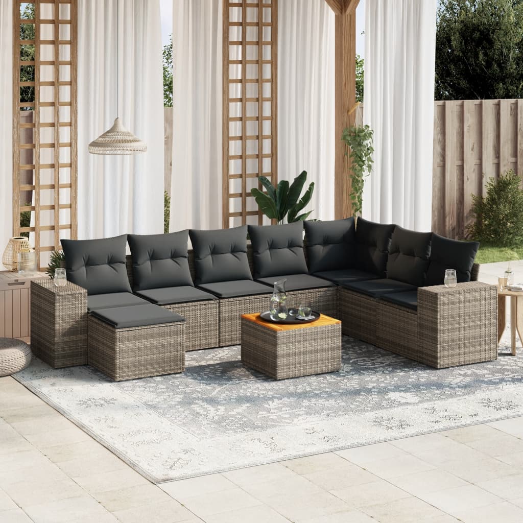 Set Canapele De Grădină, 9 Piese, Cu Perne, , Poliratan