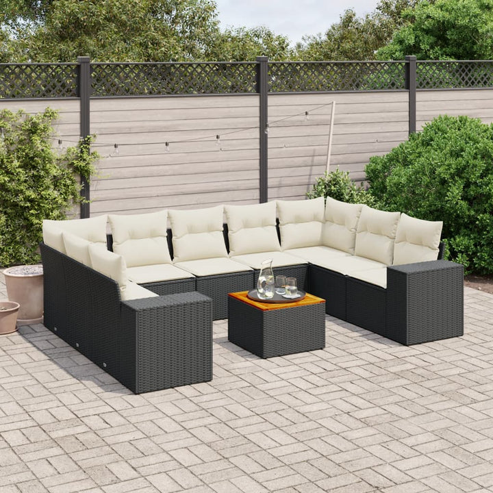 Set Canapele De Grădină Cu Perne, 10 Piese, Bej, Poliratan
