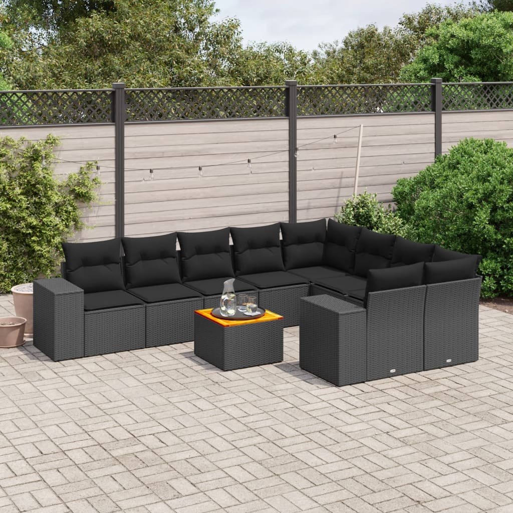 Set Canapele De Grădină Cu Perne, 10 Piese, Bej, Poliratan