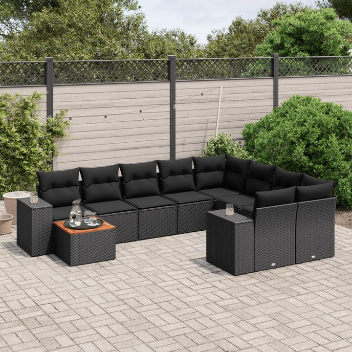 Set Canapele De Grădină Cu Perne, 10 Piese, Bej, Poliratan