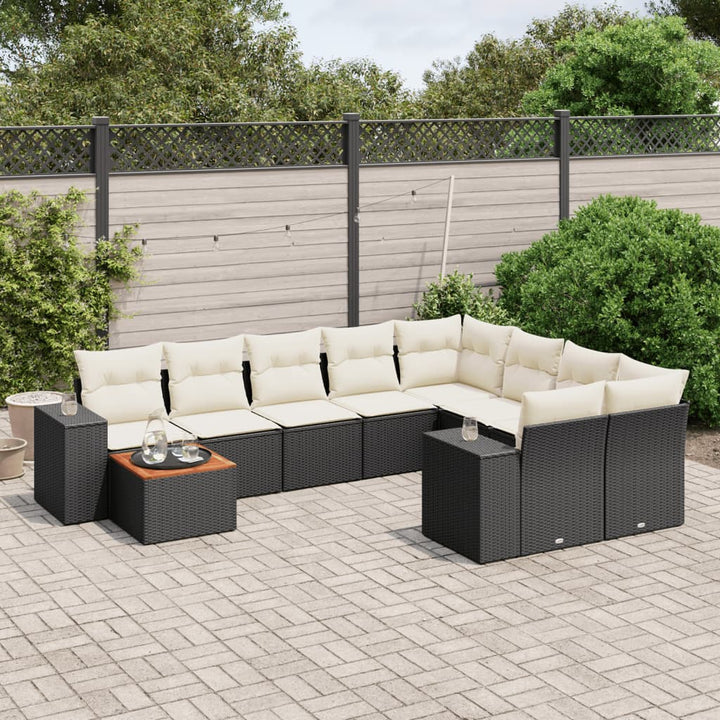 Set Canapele De Grădină Cu Perne, 10 Piese, Bej, Poliratan