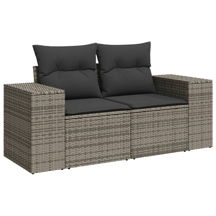 Set Canapele De Grădină Cu Perne, 11 Piese, Gri, Poliratan