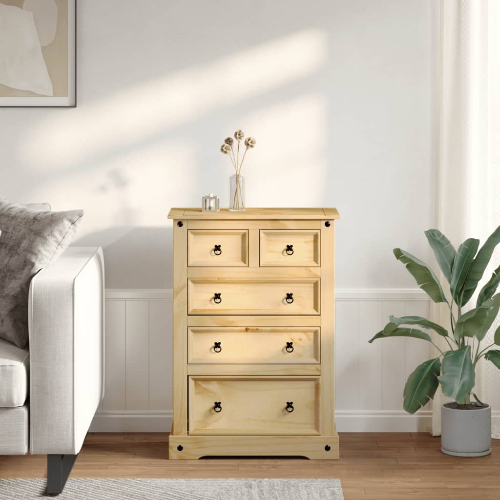 Dulap Cu Sertare „Corona”, 80X43X114 Cm, Lemn Masiv De Pin