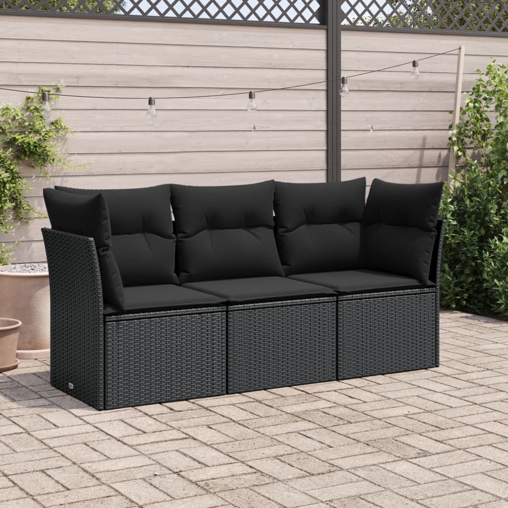 Set Canapea De Grădină Cu Perne, 3 Piese, , Poliratan