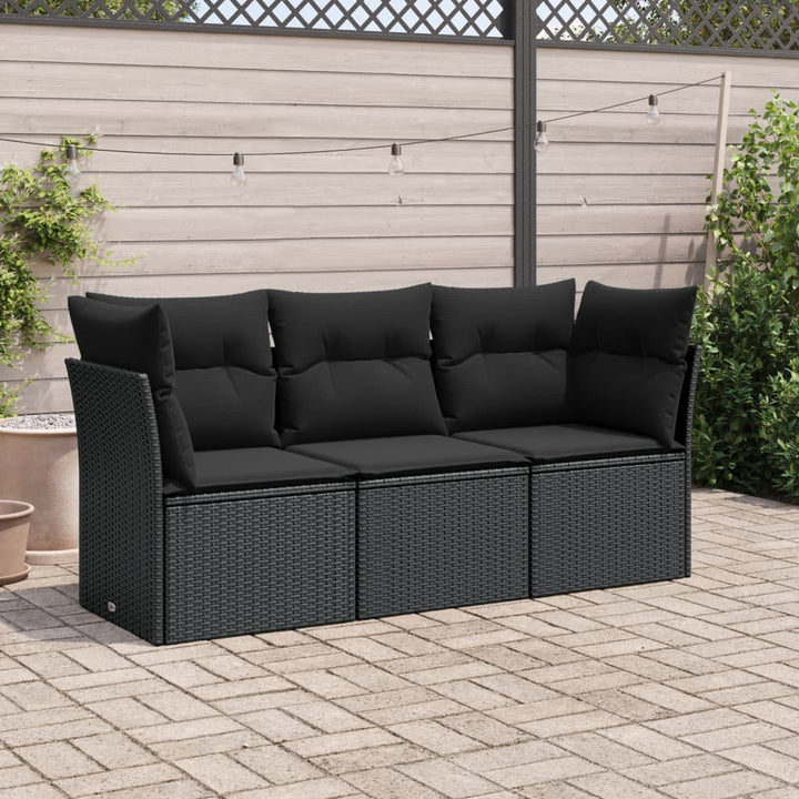 Set Canapea De Grădină Cu Perne, 3 Piese, , Poliratan