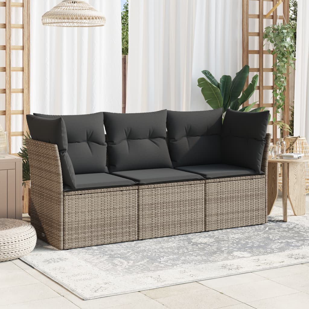 Set Canapea De Grădină Cu Perne, 3 Piese, , Poliratan