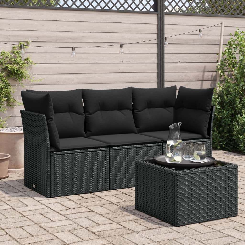 Set Canapea De Grădină Cu Perne, 3 Piese, , Poliratan