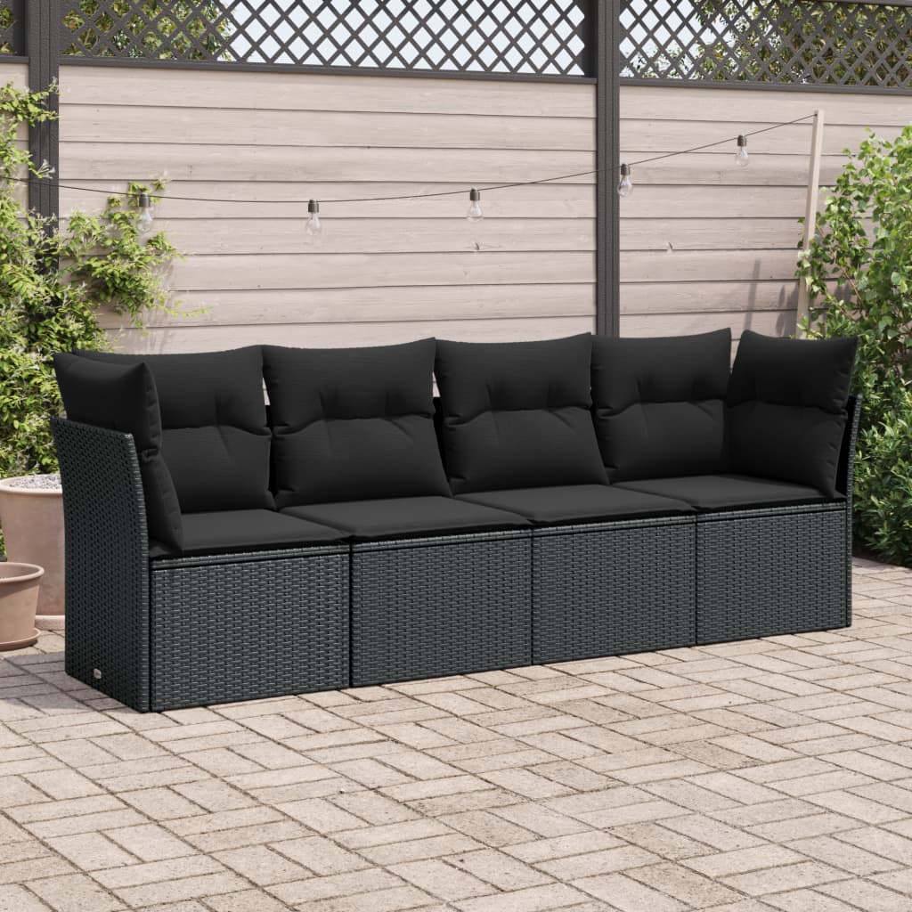 Set Canapele De Grădină Cu Perne, 5 Piese, Maro, Poliratan