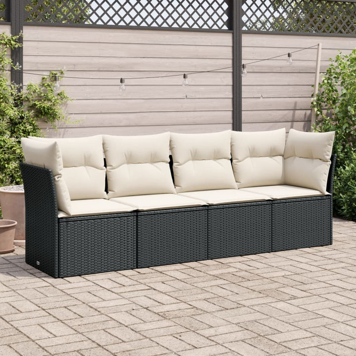 Set Canapele De Grădină Cu Perne, 5 Piese, Maro, Poliratan