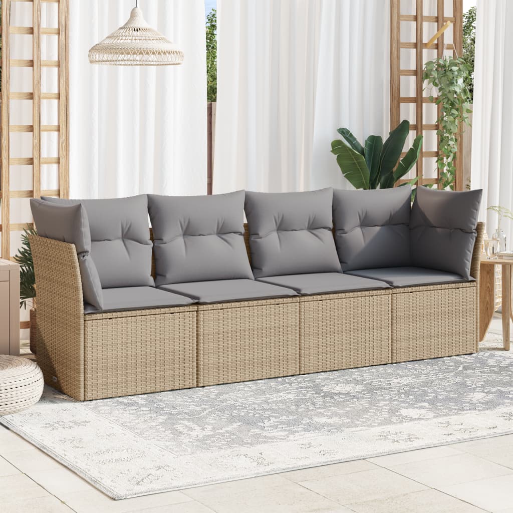 Set Canapele De Grădină Cu Perne, 5 Piese, Maro, Poliratan