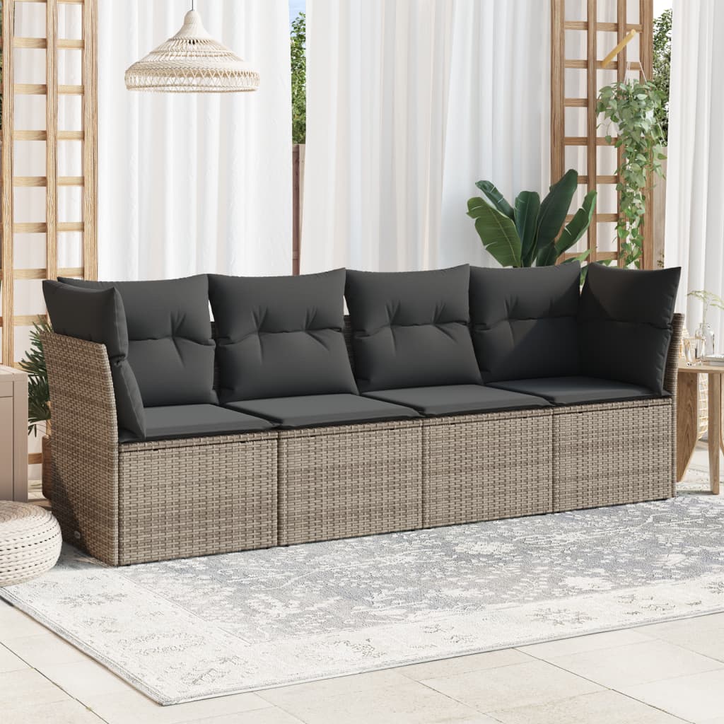 Set Canapele De Grădină Cu Perne, 5 Piese, Maro, Poliratan