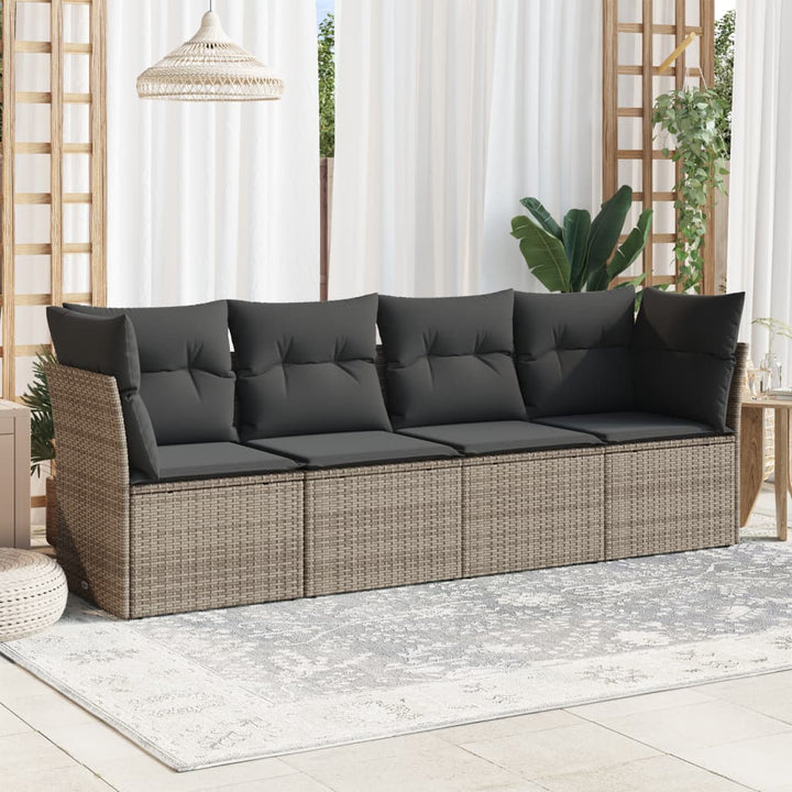 Set Canapele De Grădină Cu Perne, 5 Piese, Maro, Poliratan